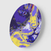 Katze in abstrakten Farben Große Wanduhr (Winkel)