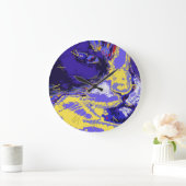Katze in abstrakten Farben Große Wanduhr (Zuhause)