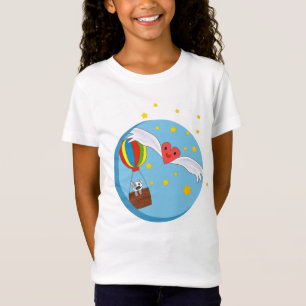 Katze in Air Balloon Kawaii Herz mit Flügeln T-Shirt