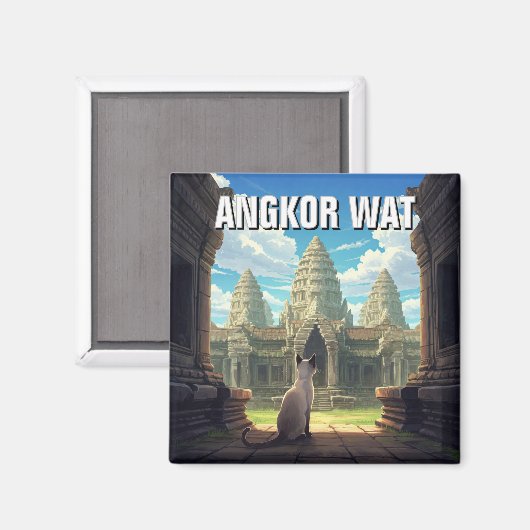 Katze in Angkor Wat Kambodscha Magnet (Vorderseite/Rückseite)