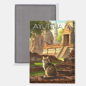 Katze in Ayutthaya Thailand Travel Magnet (Vorderseite/Rückseite)