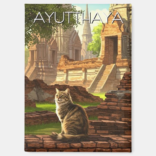 Katze in Ayutthaya Thailand Travel Magnet (Vorderseite)
