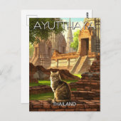 Katze in Ayutthaya Thailand Travel Postkarte (Vorne/Hinten)