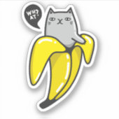 Katze in Banane Aufkleber (Vorderseite)