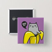 Katze in Banane Button (Vorne & Hinten)