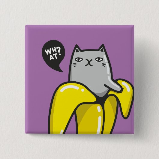 Katze in Banane Button (Vorderseite)