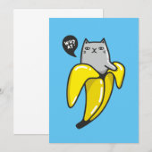 Katze in Banane Einladung (Vorne/Hinten)