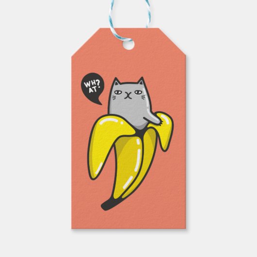 Katze in Banane Geschenkanhänger (Vorderseite)