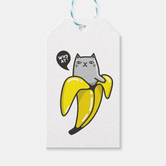Katze in Banane Geschenkanhänger (Vorderseite)