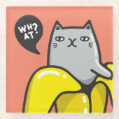 Katze in Banane Glasuntersetzer (Vorderseite)