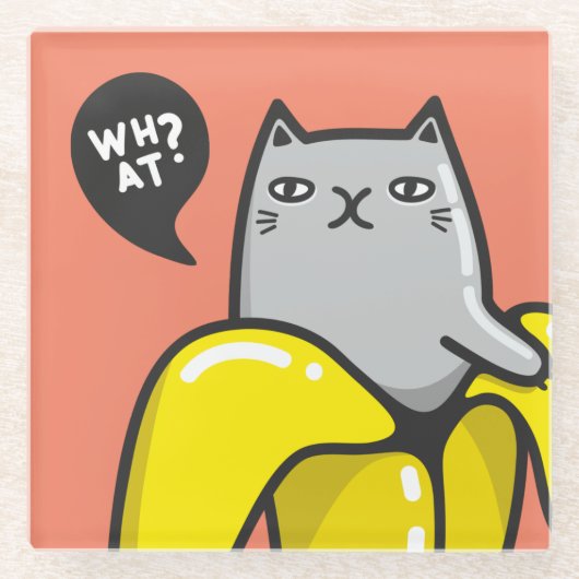 Katze in Banane Glasuntersetzer (Vorderseite)