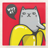Katze in Banane Glasuntersetzer (Vorderseite)