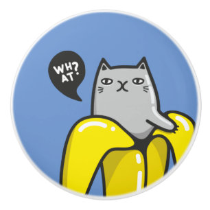Katze in Banane Keramikknauf