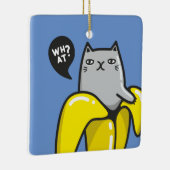 Katze in Banane Keramikornament (Rechts)