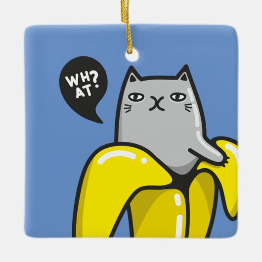 Katze in Banane Keramikornament (Vorderseite)