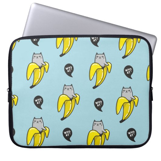 Katze in Banane Laptopschutzhülle (Vorderseite)