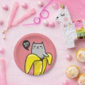 Katze in Banane Pappteller (Party)
