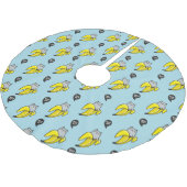 Katze in Banane Polyester Weihnachtsbaumdecke (Schrägansicht)