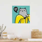 Katze in Banane Poster (Küche)
