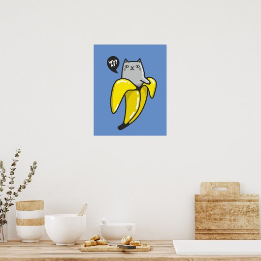 Katze in Banane Poster (Küche)
