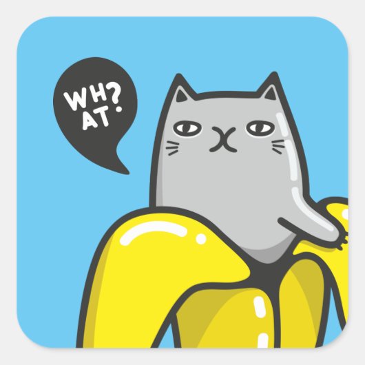Katze in Banane Quadratischer Aufkleber (Vorderseite)