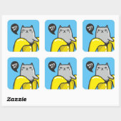 Katze in Banane Quadratischer Aufkleber (Blatt)