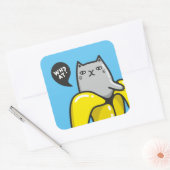Katze in Banane Quadratischer Aufkleber (Umschlag)