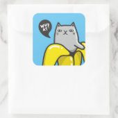 Katze in Banane Quadratischer Aufkleber (Tasche)