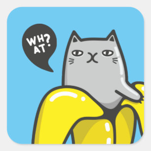 Katze in Banane Quadratischer Aufkleber