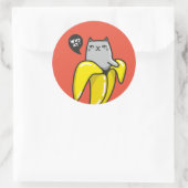 Katze in Banane Runder Aufkleber (Tasche)