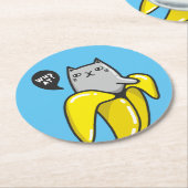 Katze in Banane Runder Pappuntersetzer (Angewinkelt)