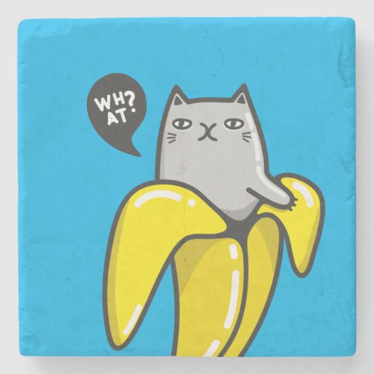Katze in Banane Steinuntersetzer (Vorderseite)