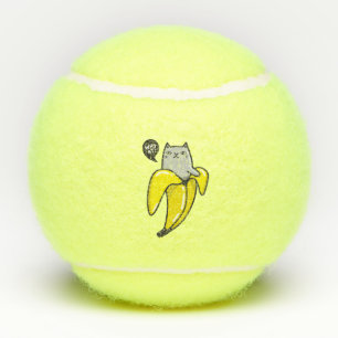 Katze in Banane Tennisbälle
