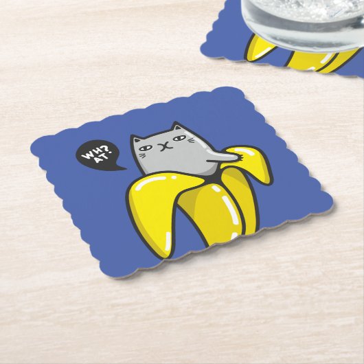 Katze in Banane Untersetzer (angewinkelt)