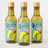 Katze in Banane Weinetikett (Flaschen)