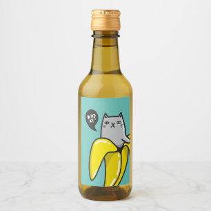 Katze in Banane Weinetikett