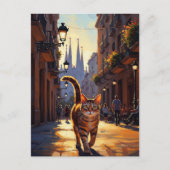 Katze in Barcelona La Sagrada Família Spanien Postkarte (Vorderseite)