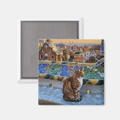 Katze in Barcelona Spanien Park Güell Travel Magnet (Vorderseite/Rückseite)