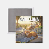 Katze in Barcelona Spanien Park Güell Travel Magnet (Vorderseite/Rückseite)