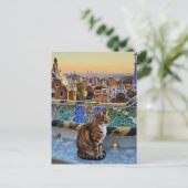 Katze in Barcelona Spanien Park Güell Travel Postkarte (Stehend Vorderseite)