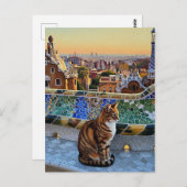 Katze in Barcelona Spanien Park Güell Travel Postkarte (Vorne/Hinten)