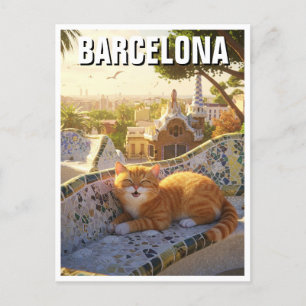 Katze in Barcelona Spanien Park Güell Travel Postkarte