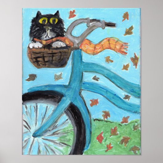Katze in Basket Folk Art Niedlich Einzigartiges Ma Poster (Vorne)