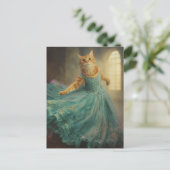 Katze in blauem Kleid und Tanz Postkarte (Stehend Vorderseite)