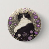 Katze in Blume Button (Vorderseite)