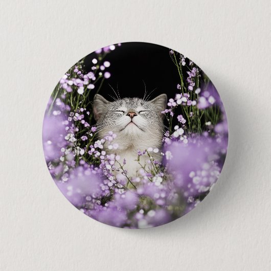 Katze in Blume Button (Vorderseite)