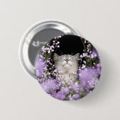 Katze in Blume Button (Vorne & Hinten)