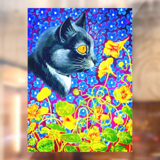 Katze in Blume Fensteraufkleber (Blatt 2)