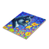Katze in Blume Fliese (Seite)