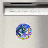 Katze in Blume Magnet (In Situ (Geschirrspüler))